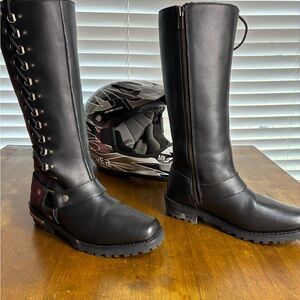 Milwaukee Leather MBL9365 Women’s Sz 9 14-inch Lace Up Leather Motorcycle Boots